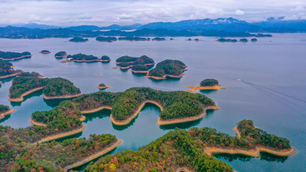 浙江杭州千岛湖梅峰观岛港湾纵横 千姿百态宛如迷宫