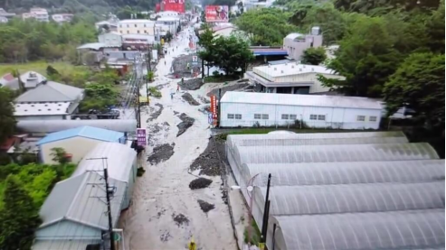 南投县仁爱乡大雨不断，造成造成淹水、泥石流灾情 图自台湾“中央社”