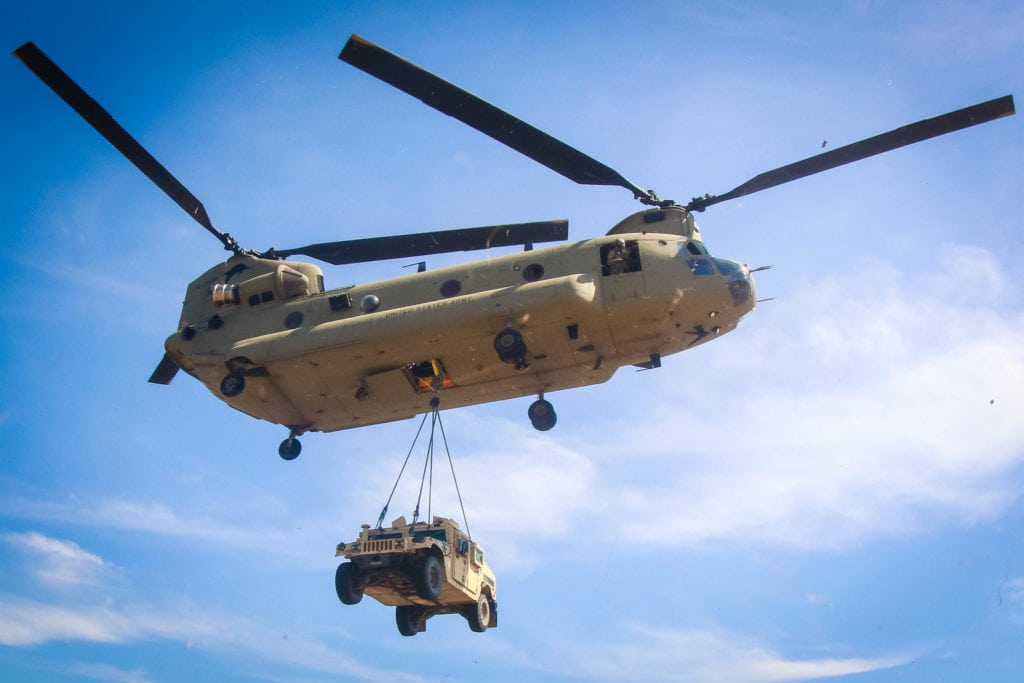 美国陆军装备的支奴干运输直升机 资料图