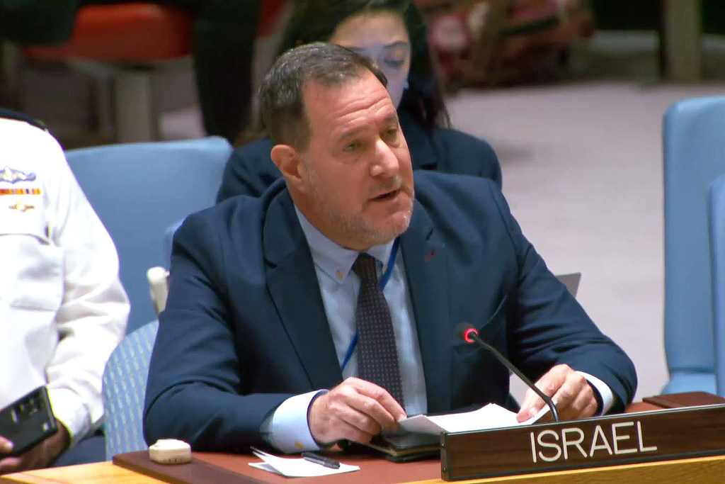 以色列常驻联合国副代表米勒在安理会上发言 图源：联合国官网