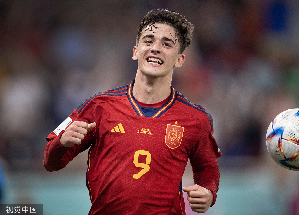 西班牙中场加维一粒进球让他成世界第三