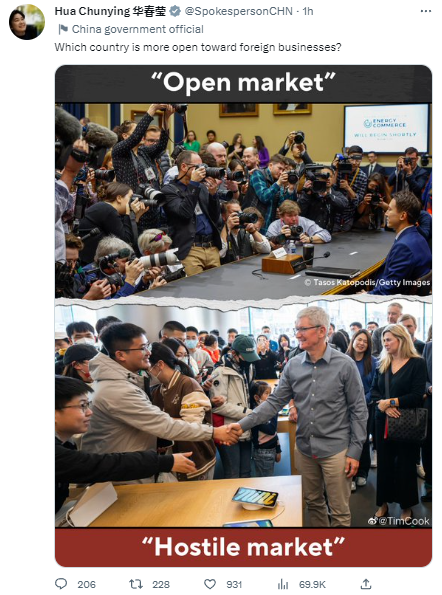 华春莹推文截图