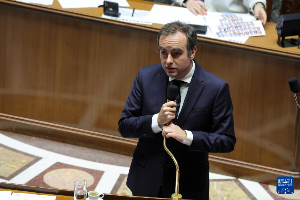 1月14日，在法国首都巴黎，法国总理勒科尔尼在国民议会发表讲话。新华社发（亨利·施瓦茨摄）