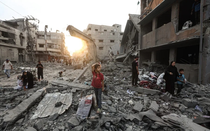 6月，在以色列军队袭击后，加沙地带东部一处废墟景象。图源：英国《每日电讯报》