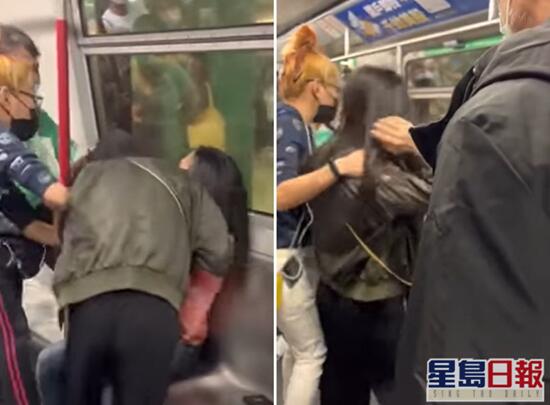 有乘客上前劝阻并将涉事女子拉开