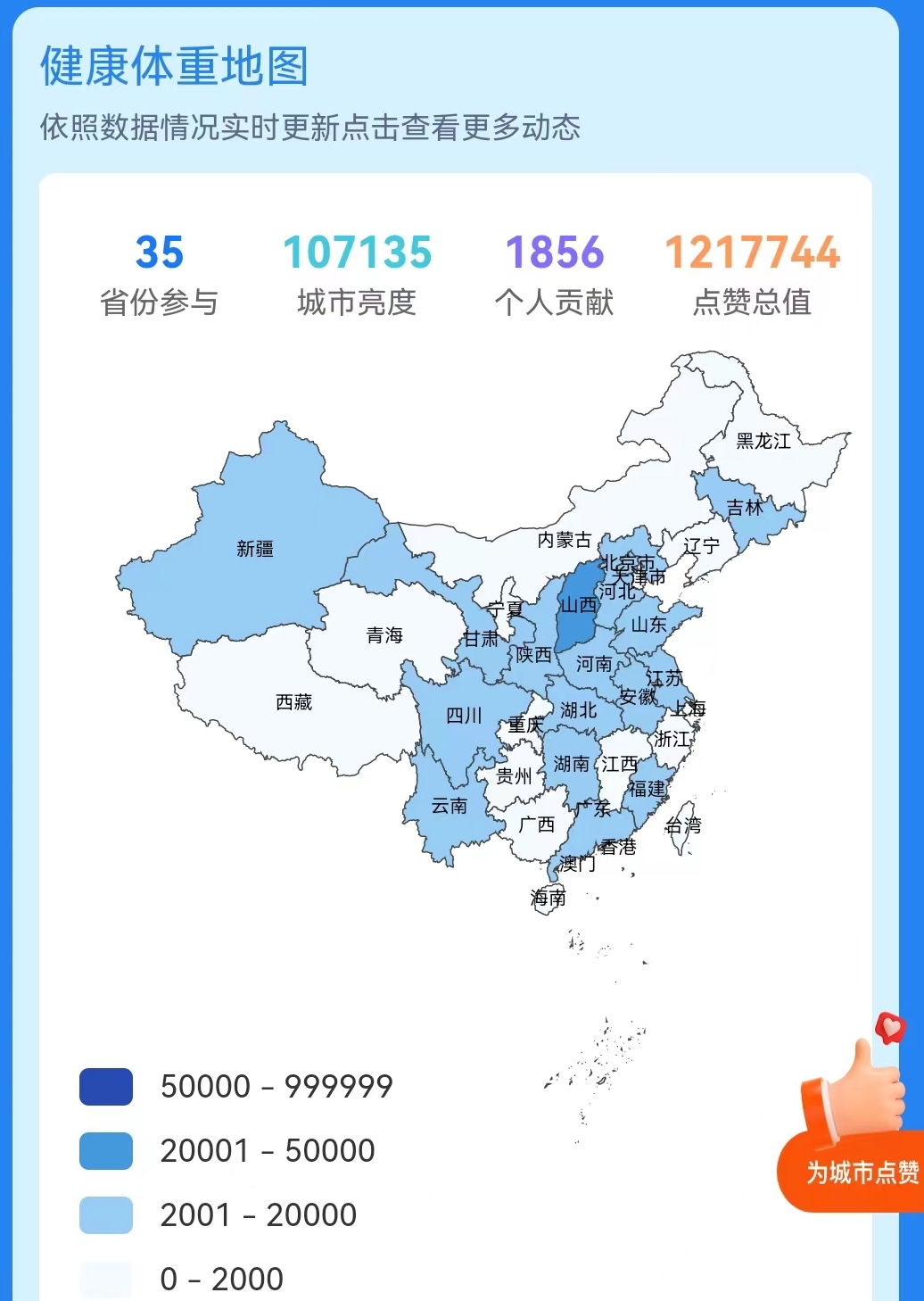 图为小程序中的"健康体重地图".