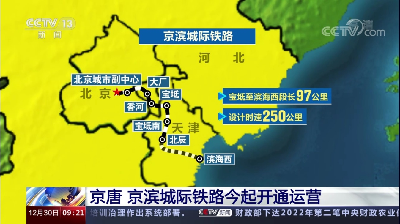 京唐京滨城际铁路开通运营 轨道上的京津冀加快形成