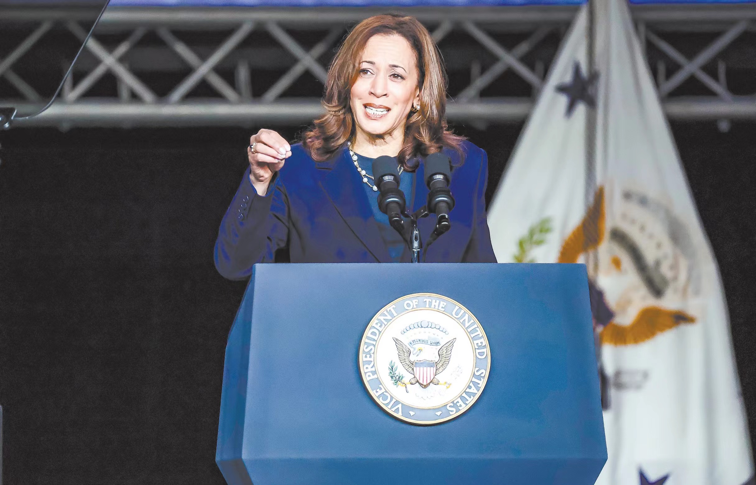 美国副总统哈里斯5日正式获得民主党总统候选人提名.(东方ic)