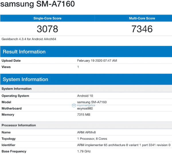 geekbench a71