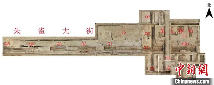 工地考古遗迹正射影像总图。 陕西省文物局供图