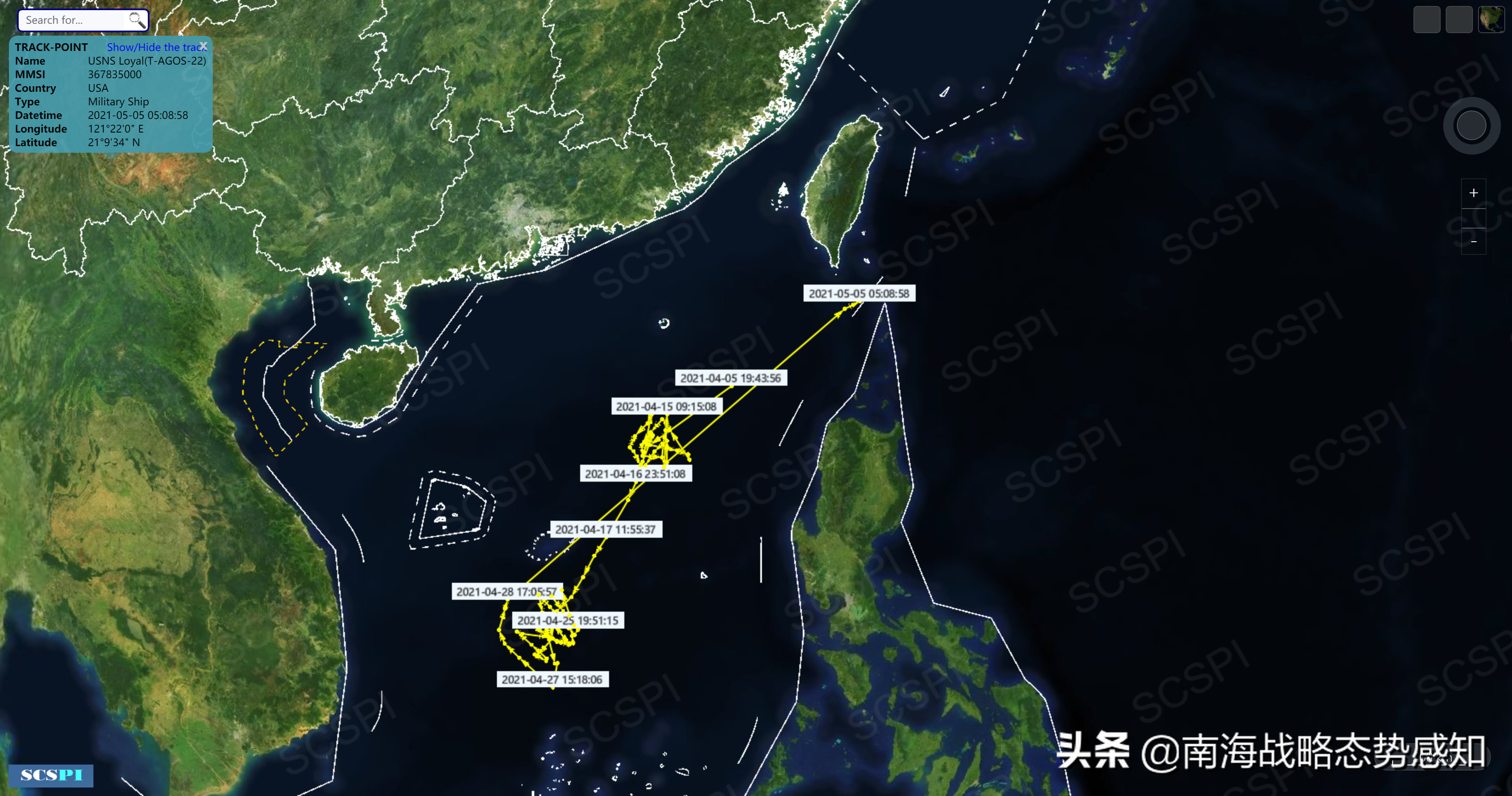此前,"忠诚于4月5日前后进入南海活动,分别在西沙群岛与巴士海峡
