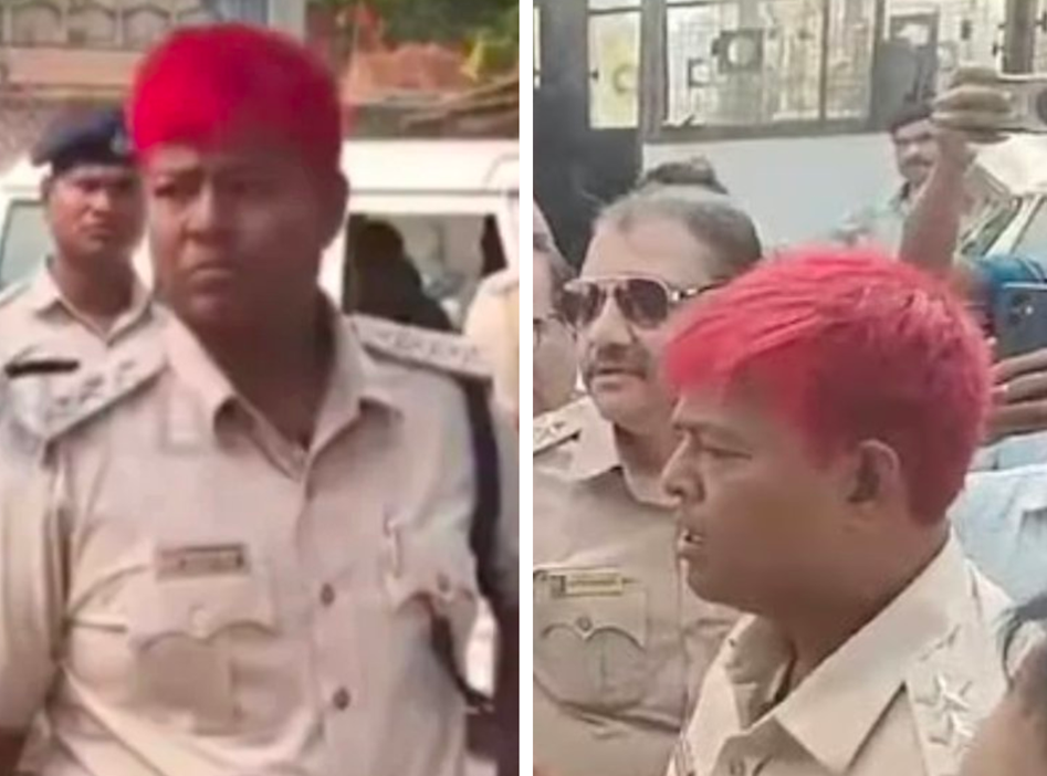 拉什米·兰詹·达斯染红头发上班的照片在网络流传。图源：印媒