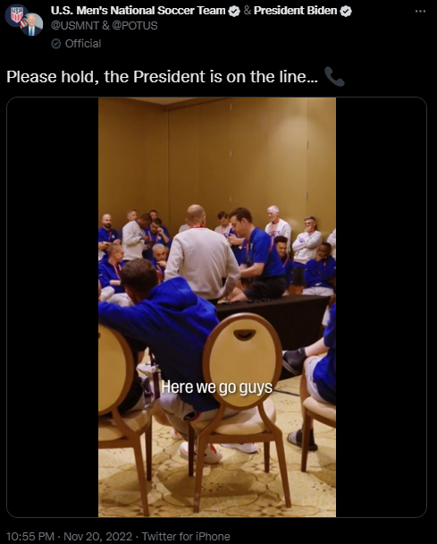 美国国家男子足球队推特账号截图