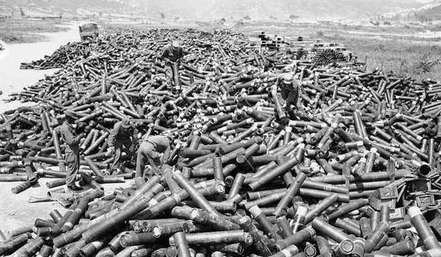 上甘岭战役后“联合国军”遗留下来的炮弹
