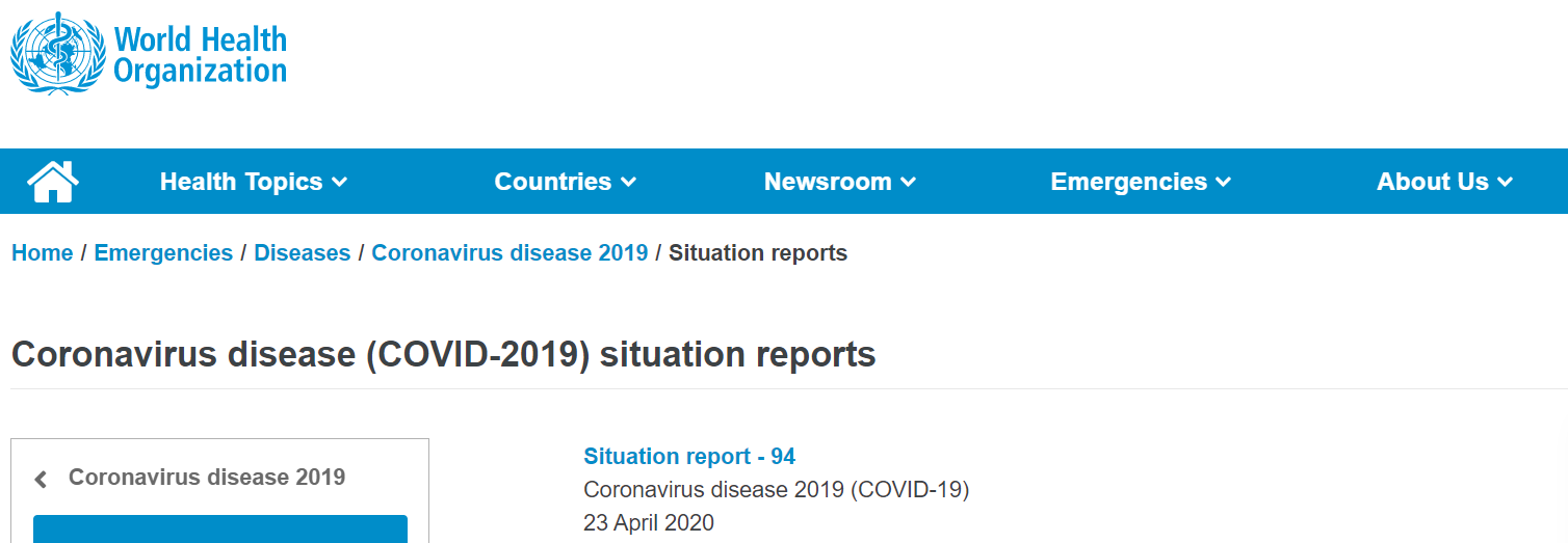 世界卫生组织官网23日发布的疫情最新报告
