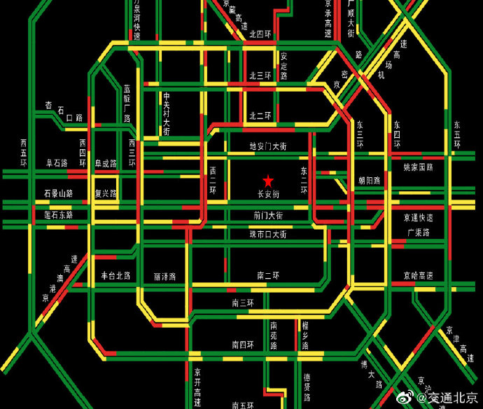 北京目前全路网交通指数上升至8002城市路网整体运行压力较为突出