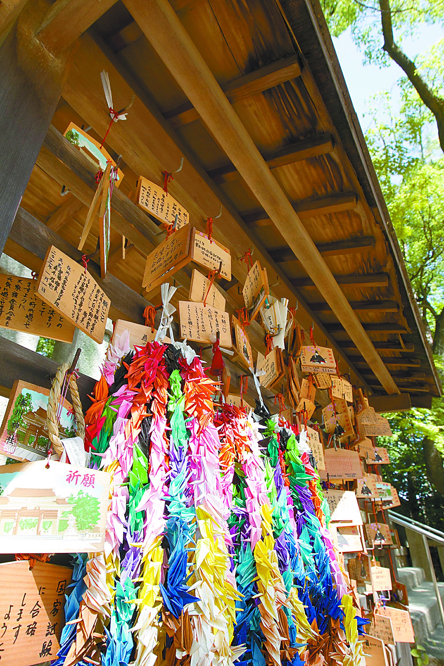 神社内的千纸鹤