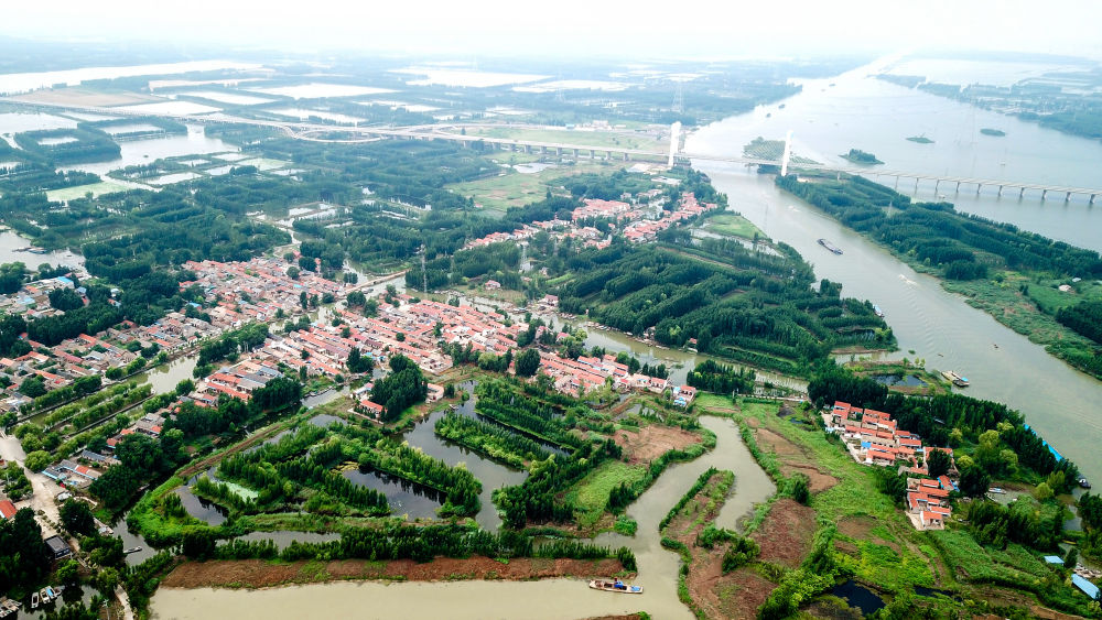 ↑山东省济宁市微山湖南阳岛湿地景色。