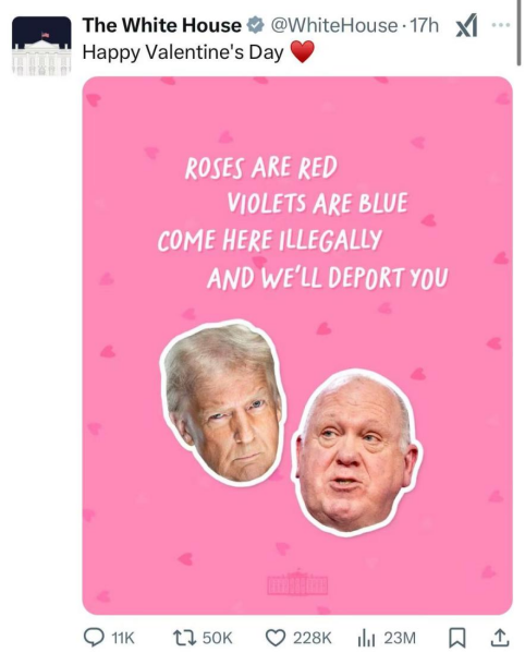 图为白宫发布在社交平台上的帖文 图源：社交平台X