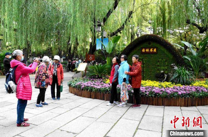 10月25日，第41届趵突泉金秋菊展在山东济南天下第一泉风景区开幕。本届菊展以“菊韵趵突、泉甲天下”为主题，400多个菊花品种，8万余盆菊花，依托泉水自然景观，展现生态济南之美。 孙婷婷 摄