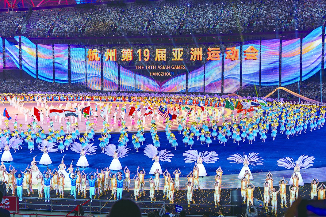 9月23日,第十九届亚运会开幕式在杭州奥体中心体育场举行。