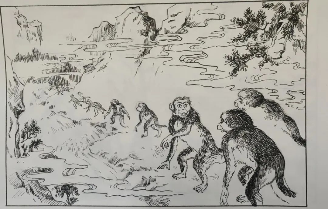 猴王出世的仙石简笔画图片