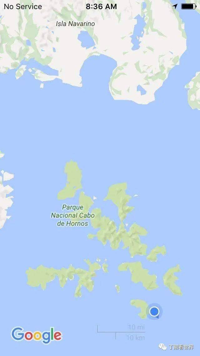 游轮抵达合恩角时笔者的手机定位截屏 