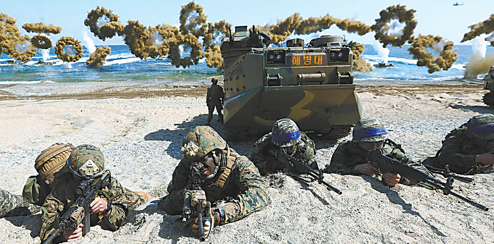 这也是韩美目前正在进行的"自由护盾"联合军演中主要的联合野外机动