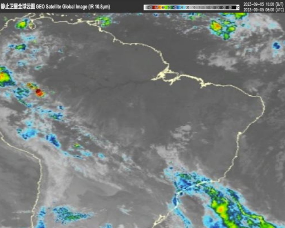 9月5日16：00（北京时）静止卫星全球红外增强图   图片来源：国家卫星气象中心