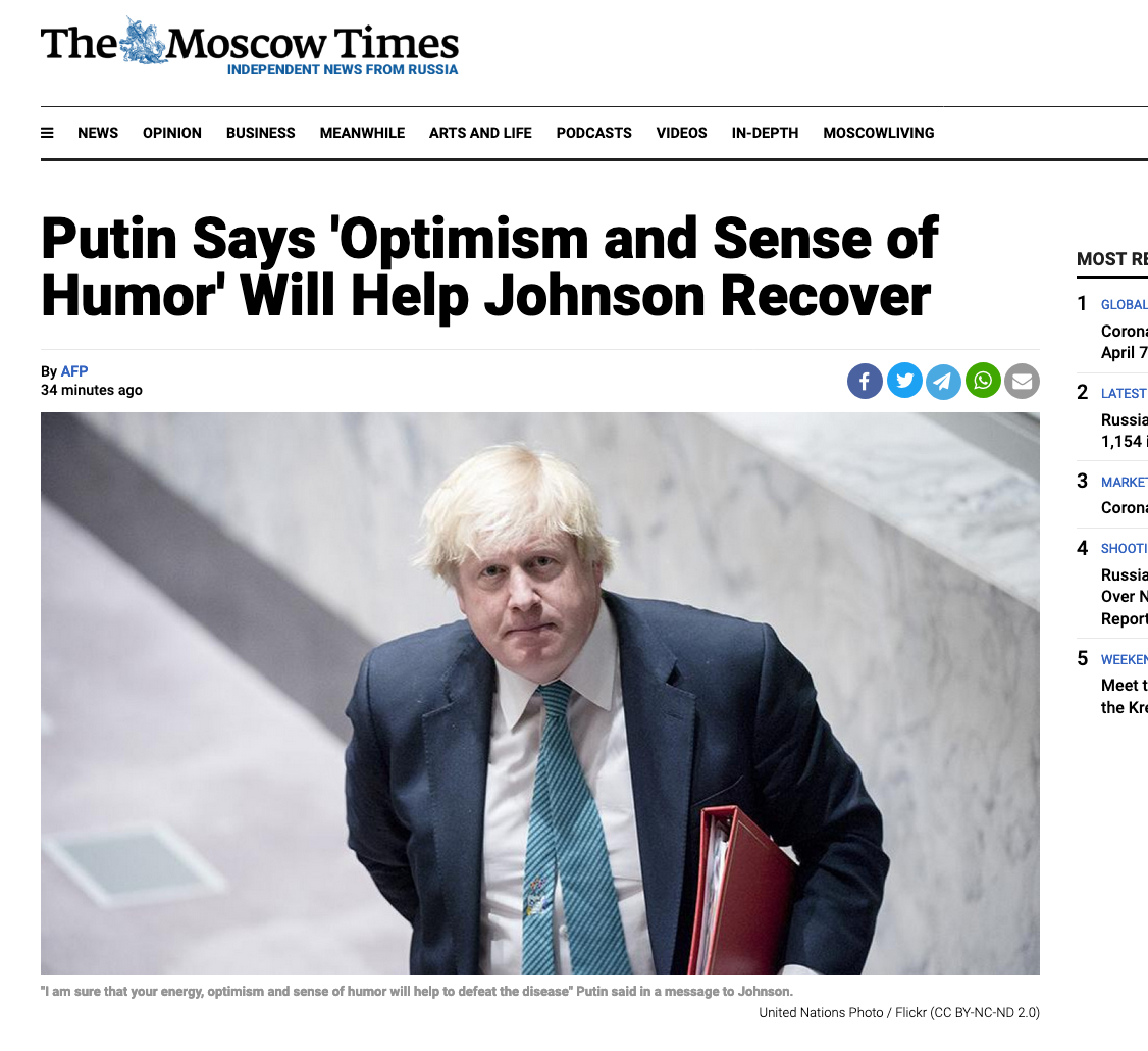 《莫斯科时报》报道截图