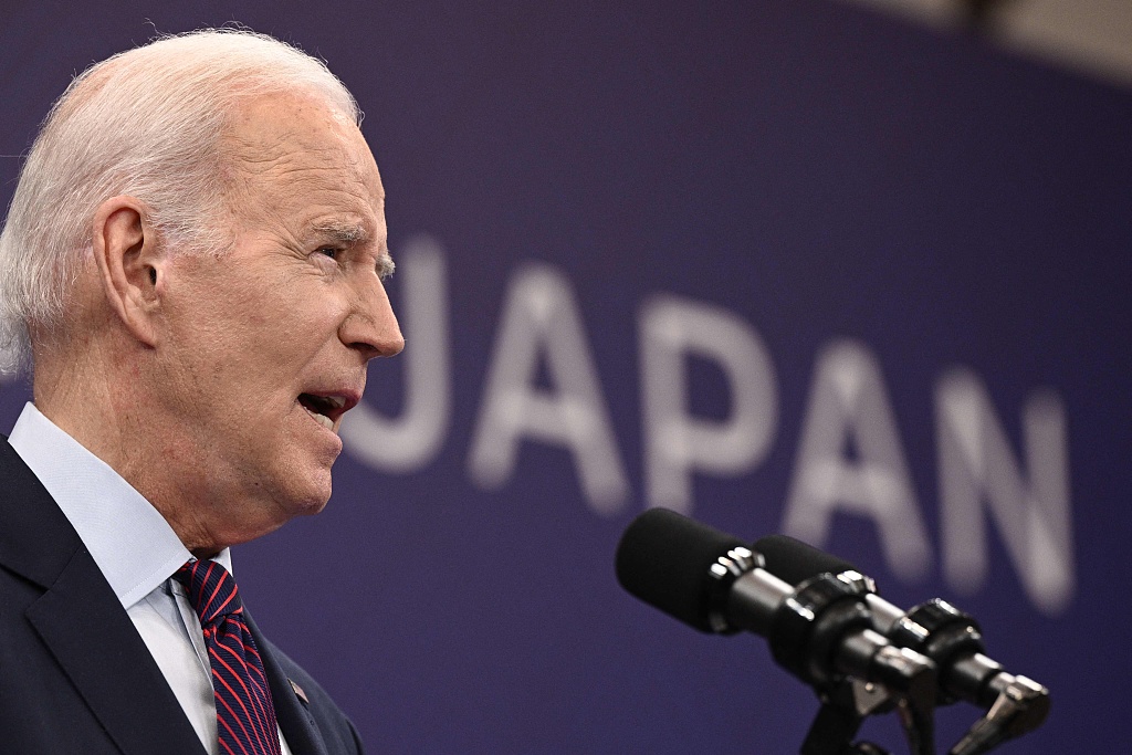 当地时间2023年5月21日，日本广岛，G7峰会结束后，美国总统拜登参加记者会。图源：视觉中国