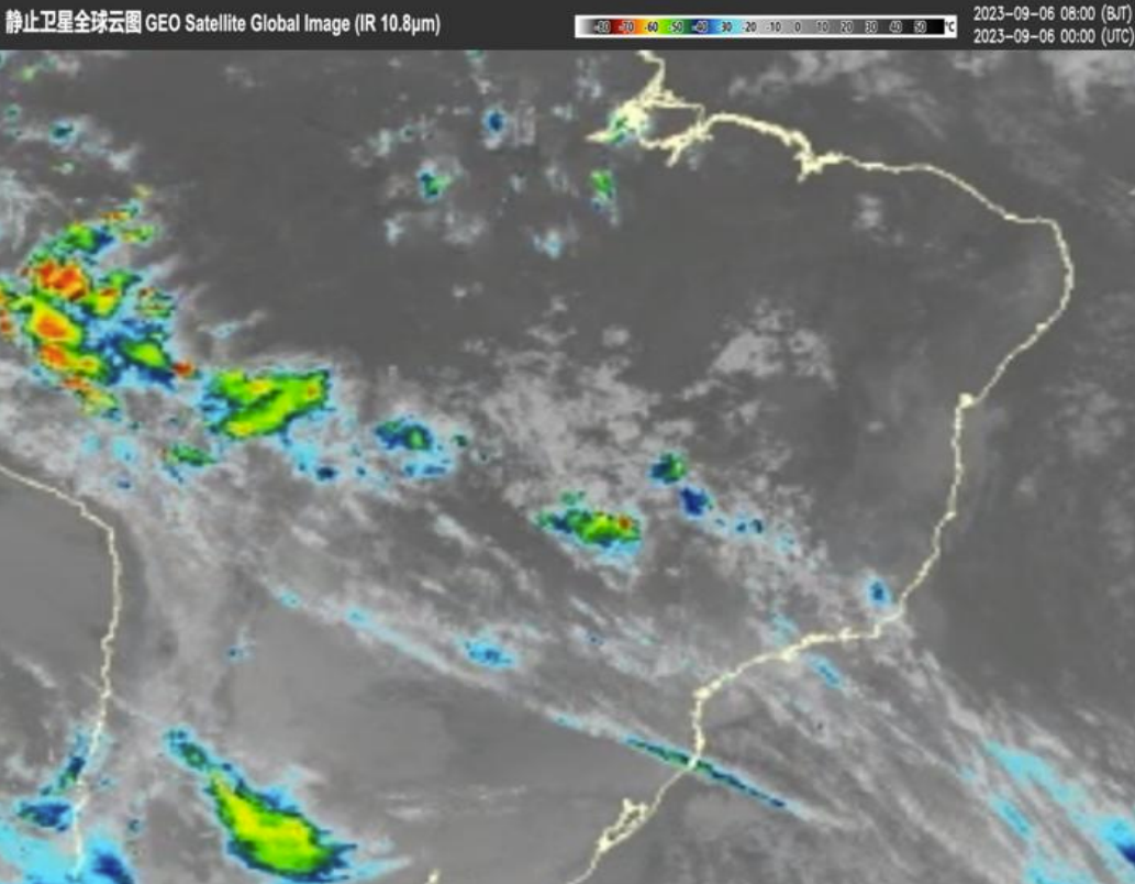 9月6日8：00（北京时）静止卫星全球红外增强图    图片来源：国家卫星气象中心
