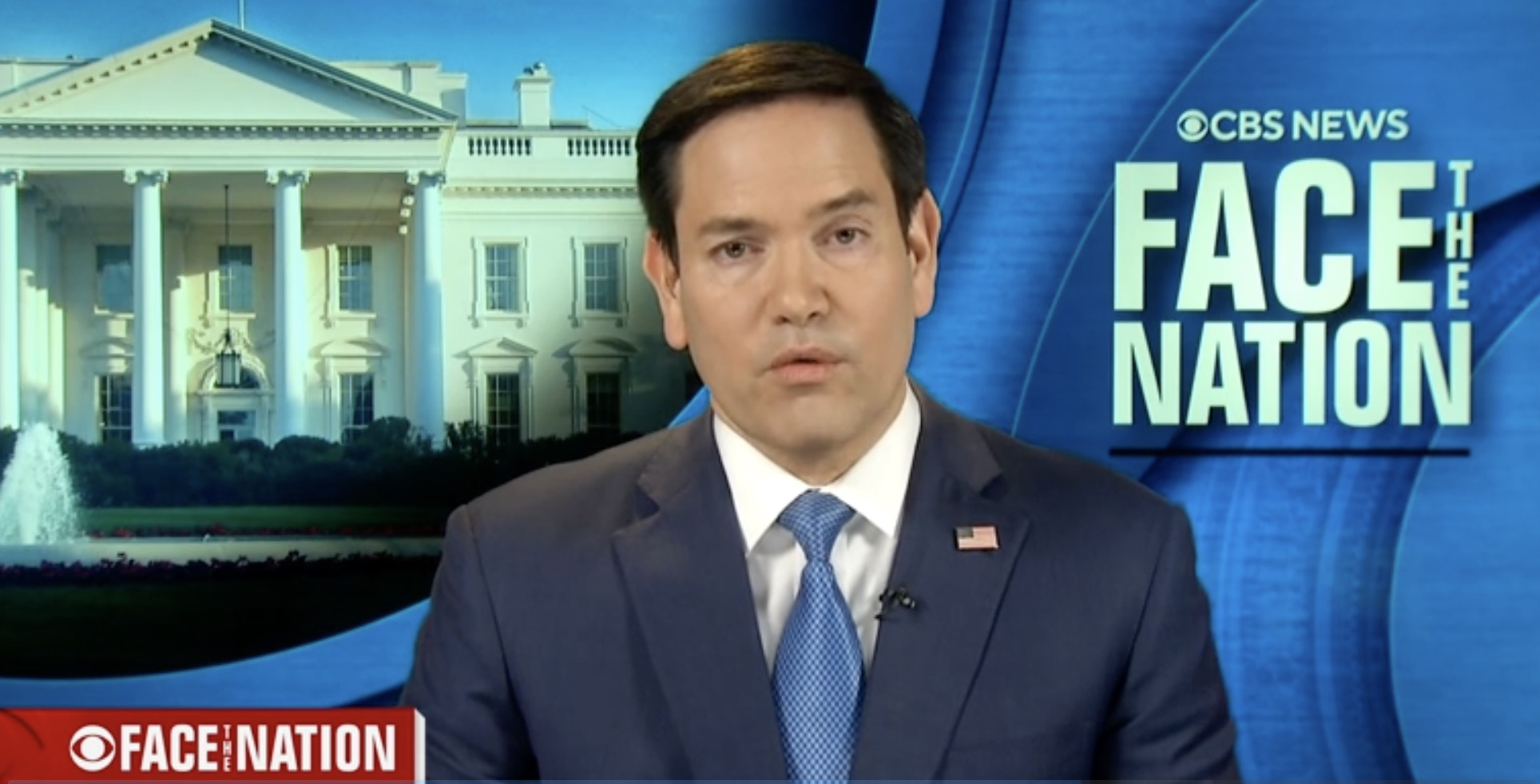 鲁比奥16日接受CBS《面向全国》节目采访。图源：CBS发布视频截图