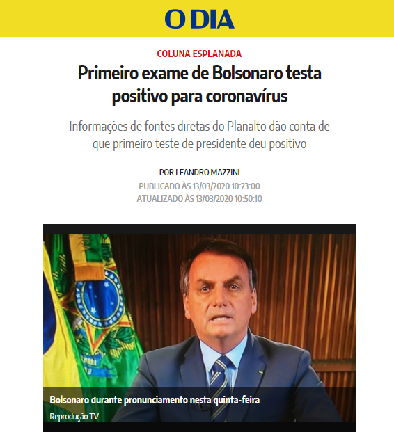 名为Jornal O Dia的巴西媒体报道截图