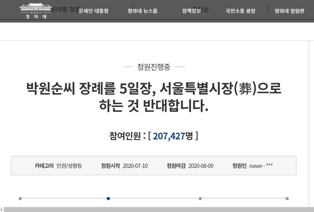韩国民众在青瓦台网站请愿