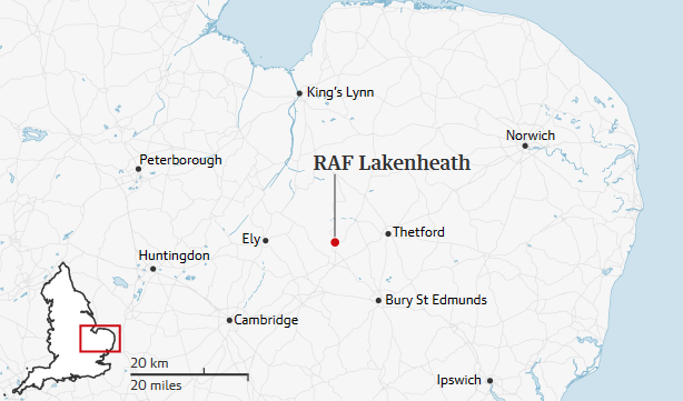 莱肯希斯基地在英国的位置 图源：英国《卫报》网站