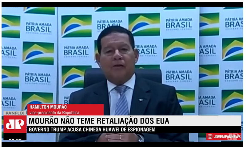 △巴西副总统莫朗与记者举行的视频会议画面（来源：巴西媒体Jovempan）