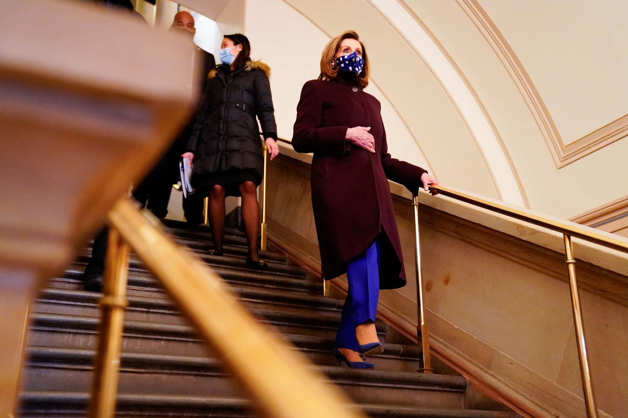 拜登就职典礼倒计时美国众议院议长佩洛西现场检查筹备情况