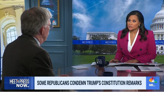 美前总统国安助理博尔顿接受美国全国广播公司（NBC）“与媒体会面”节目采访 NBC节目视频截图