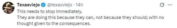 这需要立即停下。他们这样做是因为他们有能力，而不是因为他们应该这样做，完全不考虑后果。