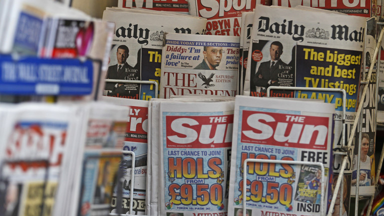 伦敦市中心的报摊 图源：RT