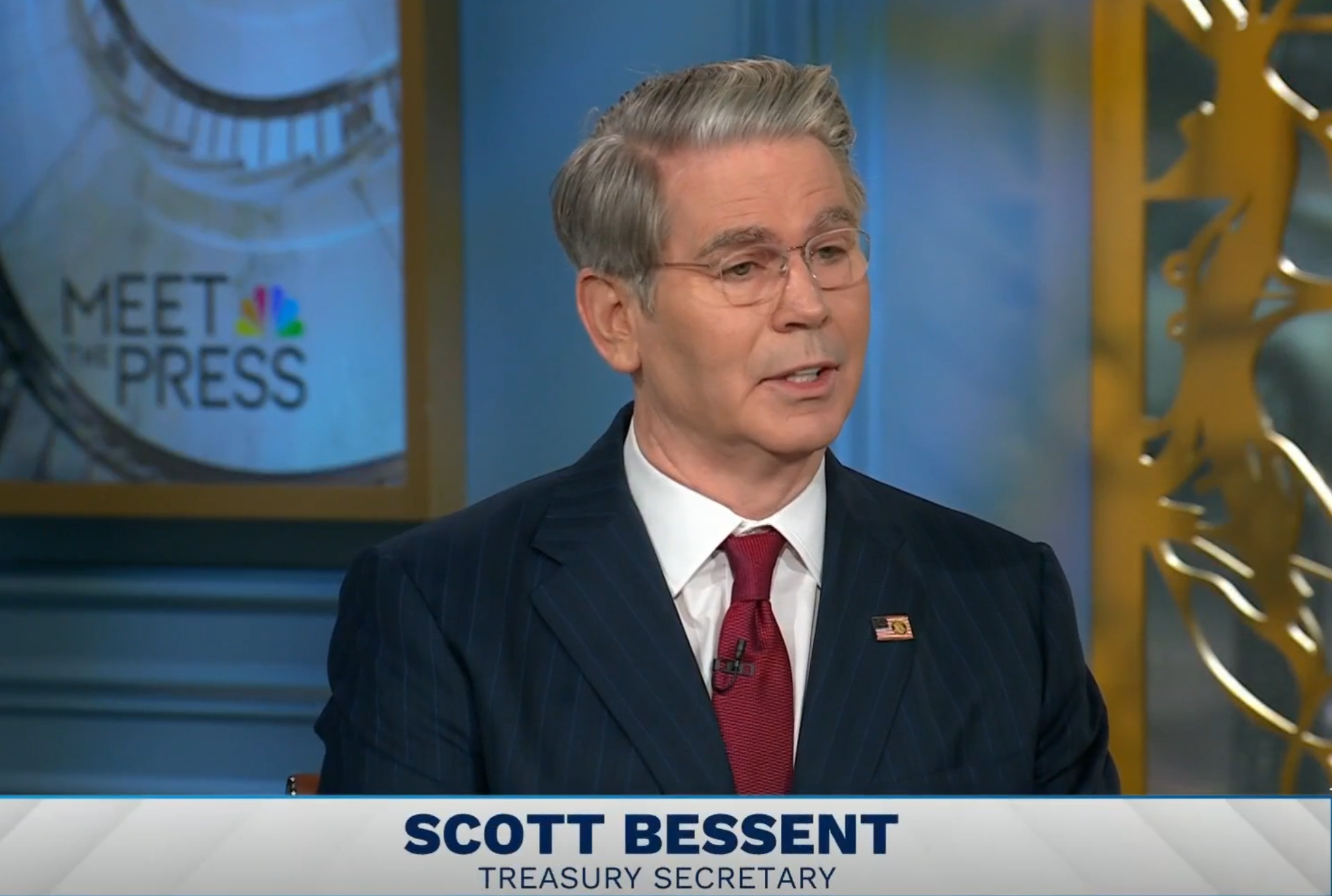 当地时间18日,贝森特接受NBC采访。图为采访视频截图